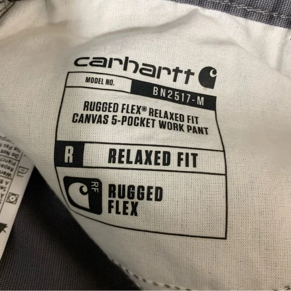 Carhartt Rugged Flex Relaxed Fit Canvas 5-Pocket Dark Gray Work Pants - 42 x 34 - Picture 5 of 5